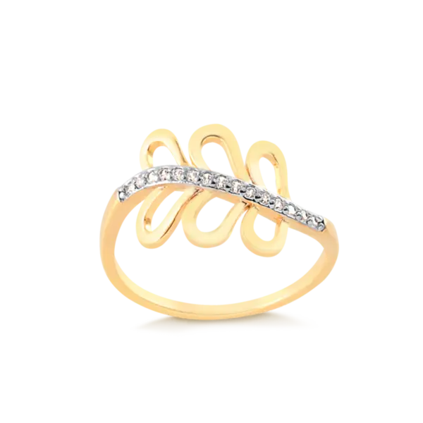 Anel Detalhe em Zircônia Formato Flor Folheado a Ouro 18k