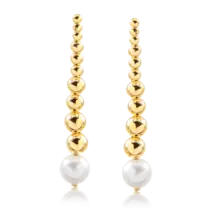 Brinco Bolinhas com Pérola Folheado a Ouro 18K