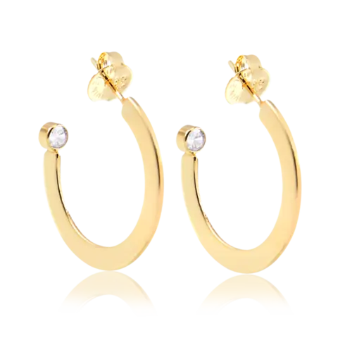 Argola Circular Fina com Zircônia Folheada a Ouro 18k