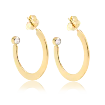 Argola Circular Fina com Zircônia Folheada a Ouro 18k