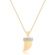 Pingente Dente de Sabre Cravejado e Cruz Folheado a Ouro 18k