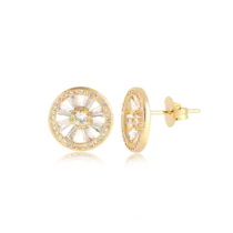 Brinco Cristal Redondo 13mm Com Zircônias Folheado a Ouro 18k