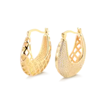 Argola Cravejada Com Zircônia 33x28mm Folheada a Ouro 18k