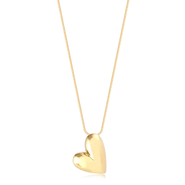 Gargantilha Coração Liso 19x21mm Folheado a Ouro 18k