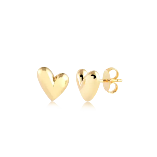 Brinco Coração Liso 11x11mm Folheado a Ouro 18k