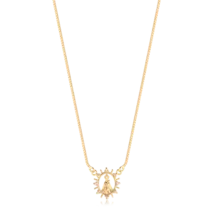 Gargantilha Nossa Senhora de Nazaré Com Zircônia Folheada a Ouro 18k