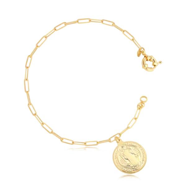 Pulseira Cartier Com São Bento 20mm Fecho Bóia Folheada a Ouro 18k