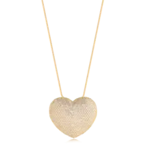 Gargantilha Coração 36x31mm Cravejada Com Zircônia Folheada a Ouro 18k