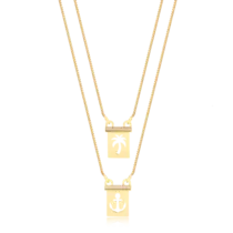 Escapulário Âncora/Coqueiro Com Pedras de Zircônia Folheada a Ouro 18k