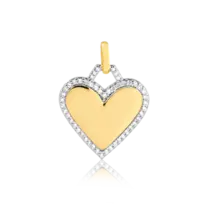 Pingente Coração Liso com Borda Cravejada de Zircônia Folheado a Ouro 18K