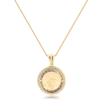 Pingente S. Miguel Arcanjo 30mm Zircônia Lateral Folheado a Ouro 18K