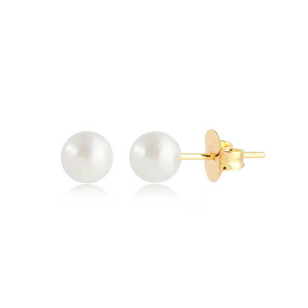 Brinco Pérola 6mm Folheado a Ouro 18k