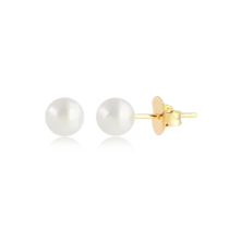 Brinco Pérola 6mm Folheado a Ouro 18k