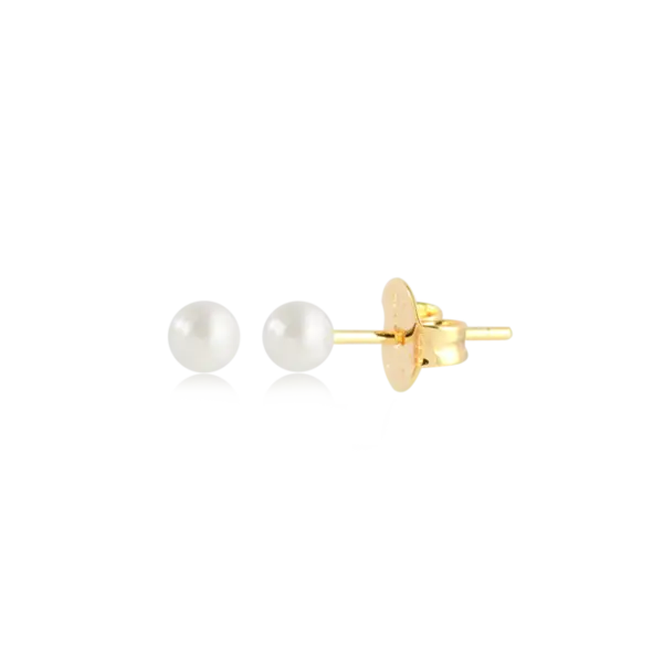 Brinco Pérola 3mm Folheado a Ouro 18k