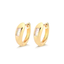 Argola Zircônia Retangular 14mm Folheada a Ouro 18k