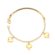Pulseira Meio Aro Elo Português Corações Folheado a Ouro 18k