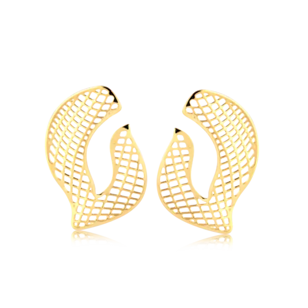 Brinco Orgânico Vazado Folheado a Ouro 18k