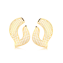 Brinco Orgânico Vazado Folheado a Ouro 18k