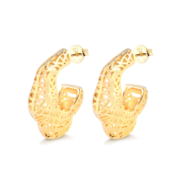 Argola Orgânica Vazada Folheada a Ouro 18k