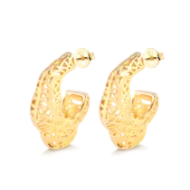 Argola Orgânica Vazada Folheada a Ouro 18k