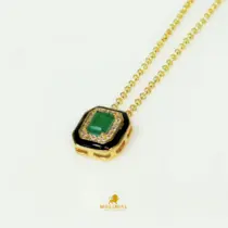 Pingente Retângular Esmeralda Cravejado de Zircônia Folheado a Ouro 18K