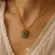 Pingente Retângular Esmeralda Cravejado de Zircônia Folheado a Ouro 18K