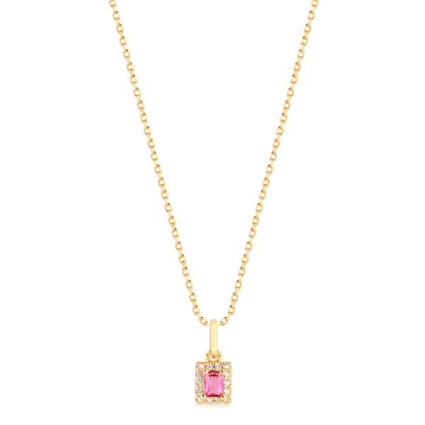 Gargantilha Retangular Cristal Com Pedras de Zircônia Folheada a Ouro 18k