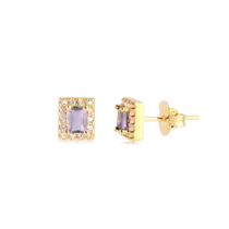 Brinco Retangular Cristal Com Pedras de Zircônia Folheado a Ouro 18k