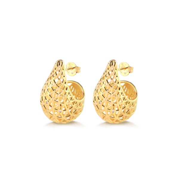 Brinco Gota Média Vazada Folheado a Ouro 18k