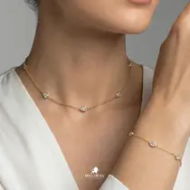 Gargantilha Com Gotas de Zircônia Folheada a Ouro 18K