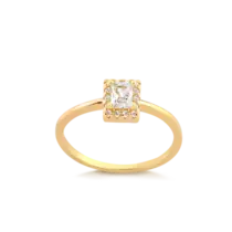 Anel Retangular Cristal Com Pedras de Zircônia Folheado a Ouro 18k