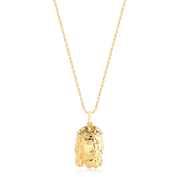 Pingente Face de Cristo Com Zircônia Folheado a Ouro 18k
