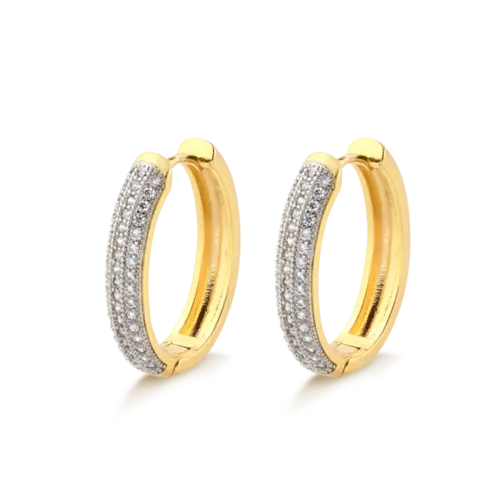 Argola Cravejada Com Zircônia Folheada a Ouro 18k
