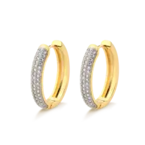 Argola Cravejada Com Zircônia Folheada a Ouro 18k
