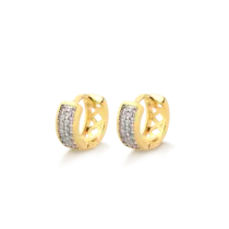 Argola Click Cravejada Com Zircônia Folheada a Ouro 18k