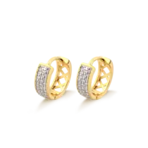 Argola Click Cravejada Com Zircônia Folheada a Ouro 18k