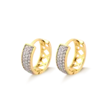 Argola Click Cravejada Com Zircônia Folheada a Ouro 18k