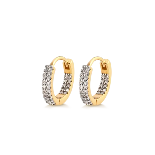 Argola Click Cravejada Com Zircônia Folheada a Ouro 18k