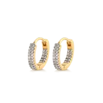 Argola Click Cravejada Com Zircônia Folheada a Ouro 18k