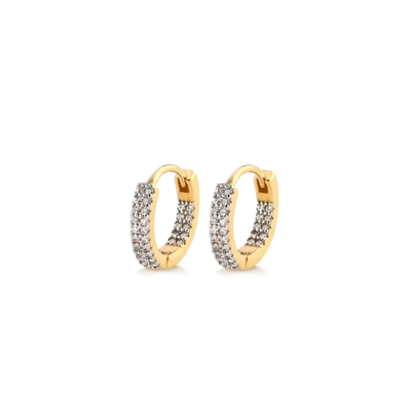 Argola Click Cravejada Com Zircônia Folheada a Ouro 18k