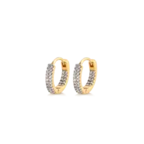 Argola Click Cravejada Com Zircônia Folheada a Ouro 18k