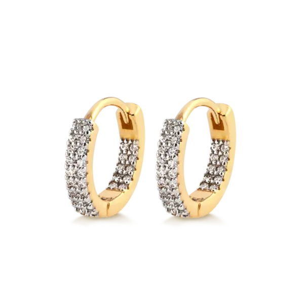 Argola Click Cravejada Com Zircônia Folheada a Ouro 18k