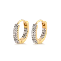 Argola Click Cravejada Com Zircônia Folheada a Ouro 18k