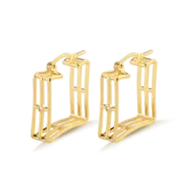 Argola Quadrada Vazada Folheado a Ouro 18k