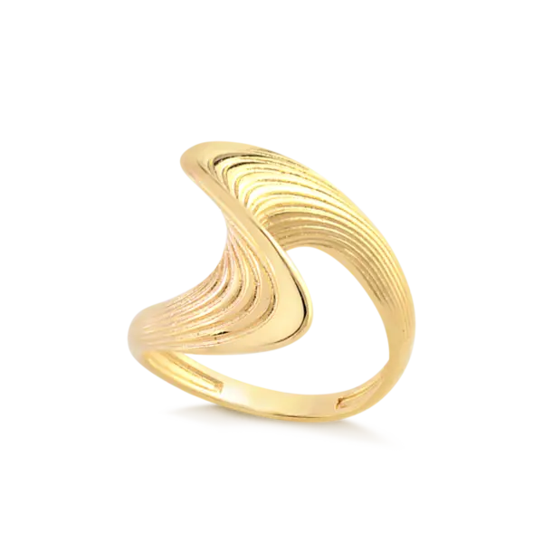 Anel Ondulado Trabalhado Folheado a Ouro 18k