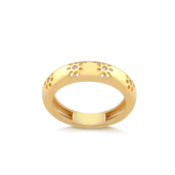 Anel 4 Flores Com Zircônia Folheado a Ouro 18k