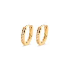 Argola Click 13mm Cravejada Com Zircônia Folheada a Ouro 18k