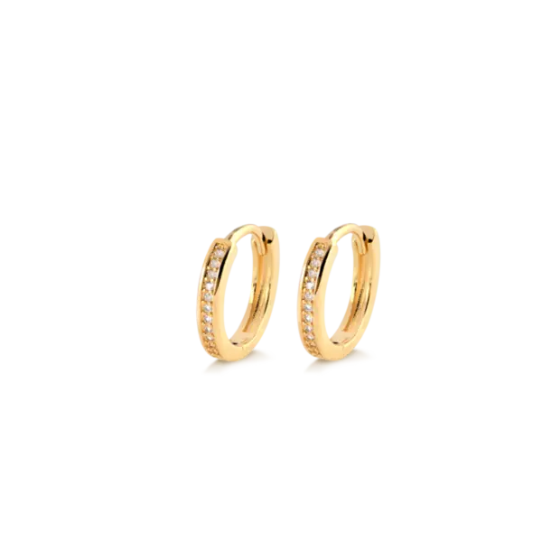 Argola Click 11mm Cravejada Com Zircônia Folheado a Ouro 18k