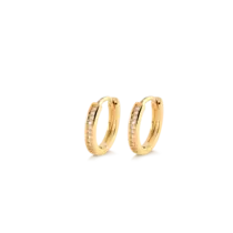 Argola Click 11mm Cravejada Com Zircônia Folheado a Ouro 18k