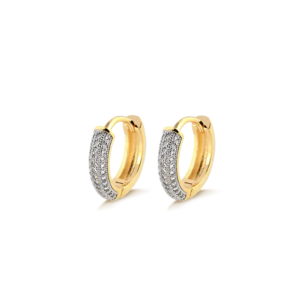 Argola Click 10mm Com Zircônias Folheada a Ouro 18k